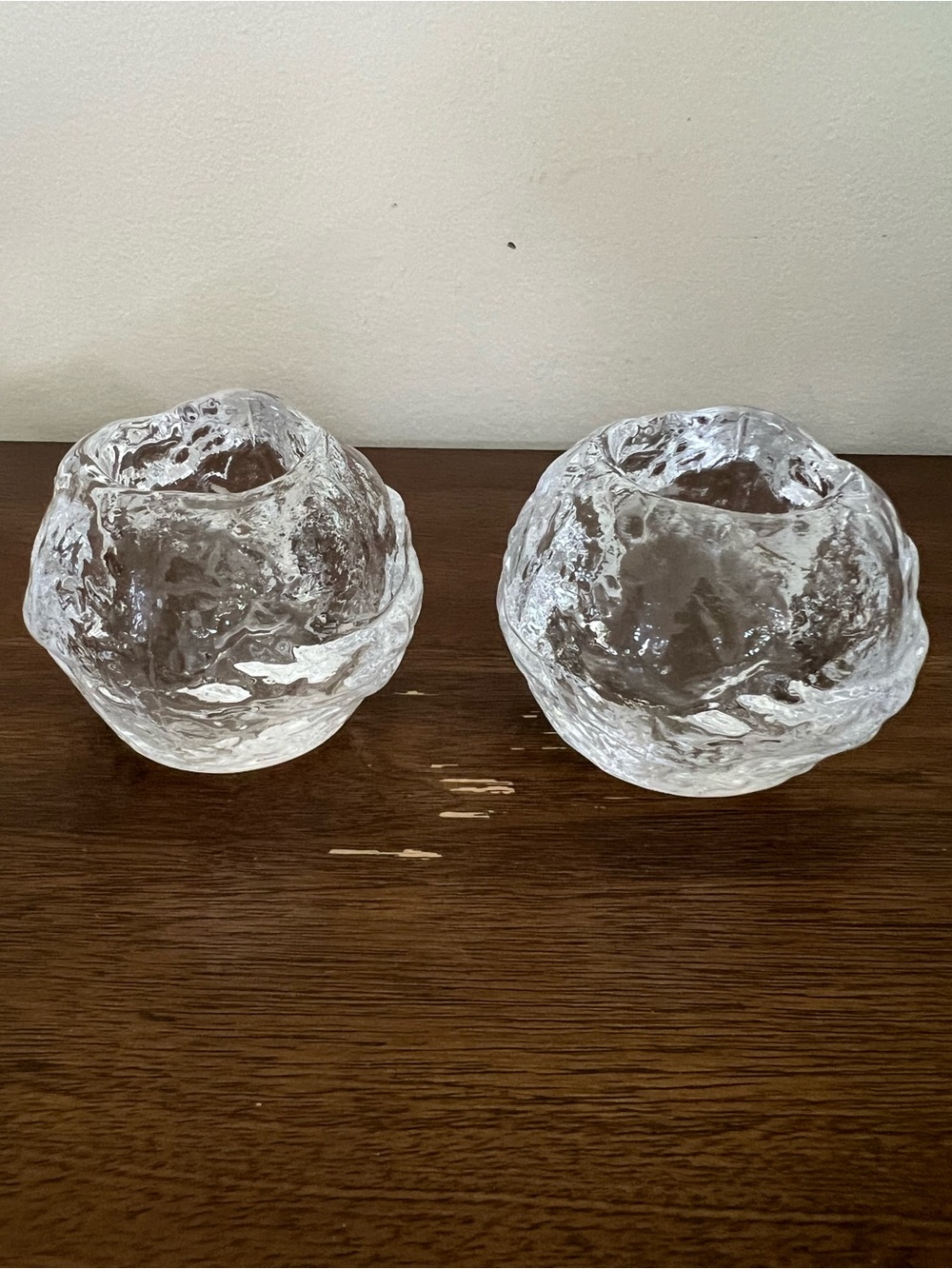 Kosta Boda Clear Snowball Votive Candleholder Textured Sweden
